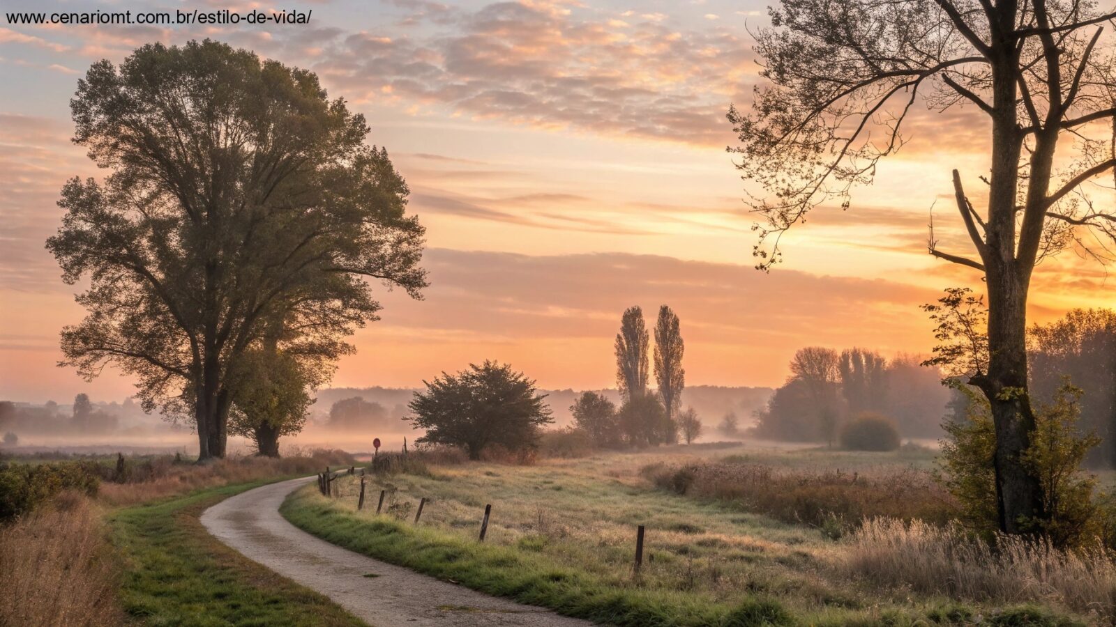 imagem de um amanhecer tranquilo na quinta-feira com tons dourados iluminando a paisagem