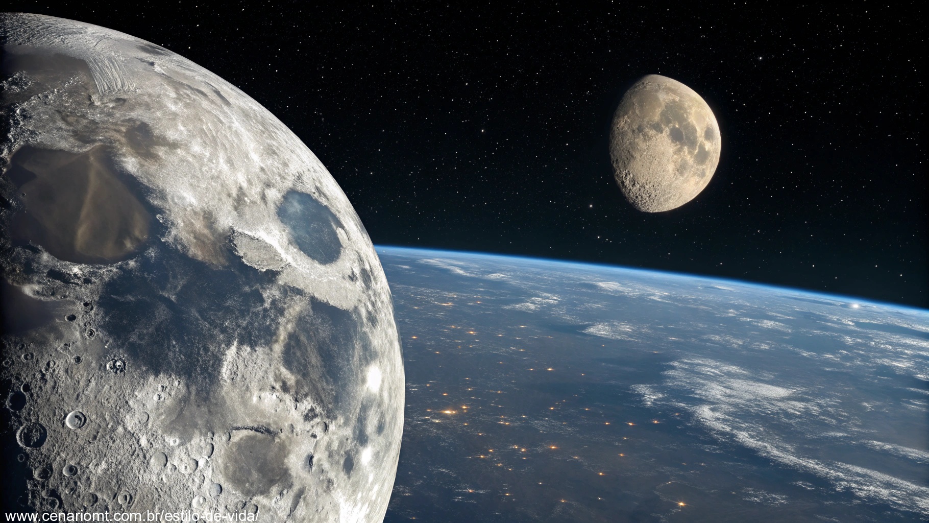 Imagem da Lua Gibosa Crescente com 95% de iluminação em 13 de dezembro de 2024