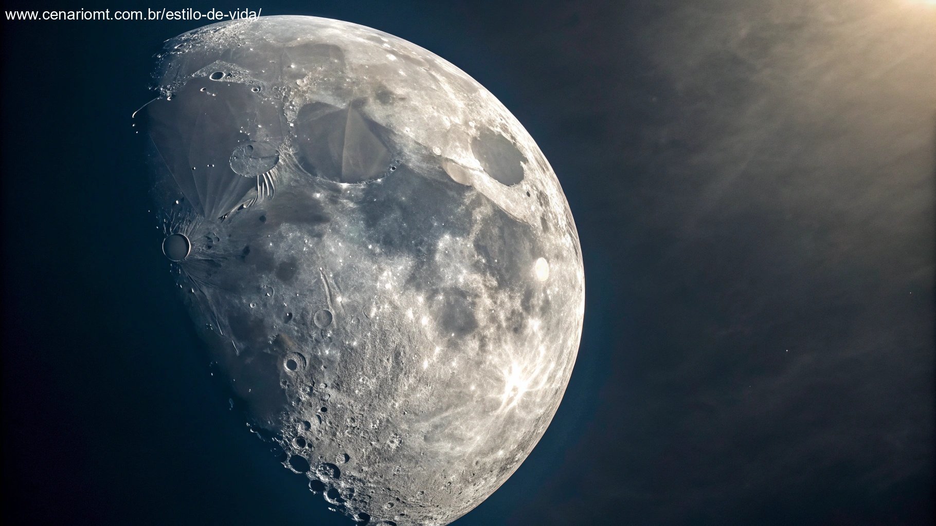 imagem da Lua Gibosa Crescente em 13 de dezembro de 2024 com 95% de iluminação