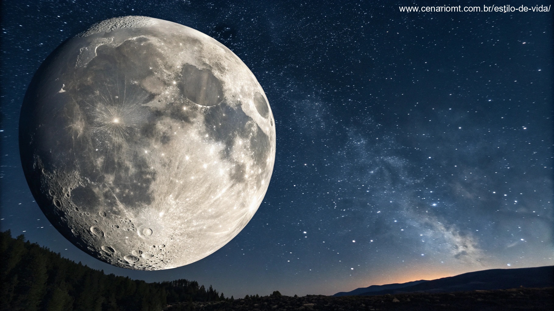 Imagem da Lua Gibosa Crescente em 14 de dezembro de 2024 com detalhes de iluminação e cratera.