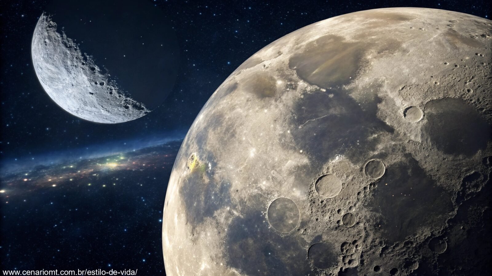 Imagem de uma Lua Gibosa Minguante no céu noturno em 15/12/2024 com detalhes nítidos da superfície lunar.
