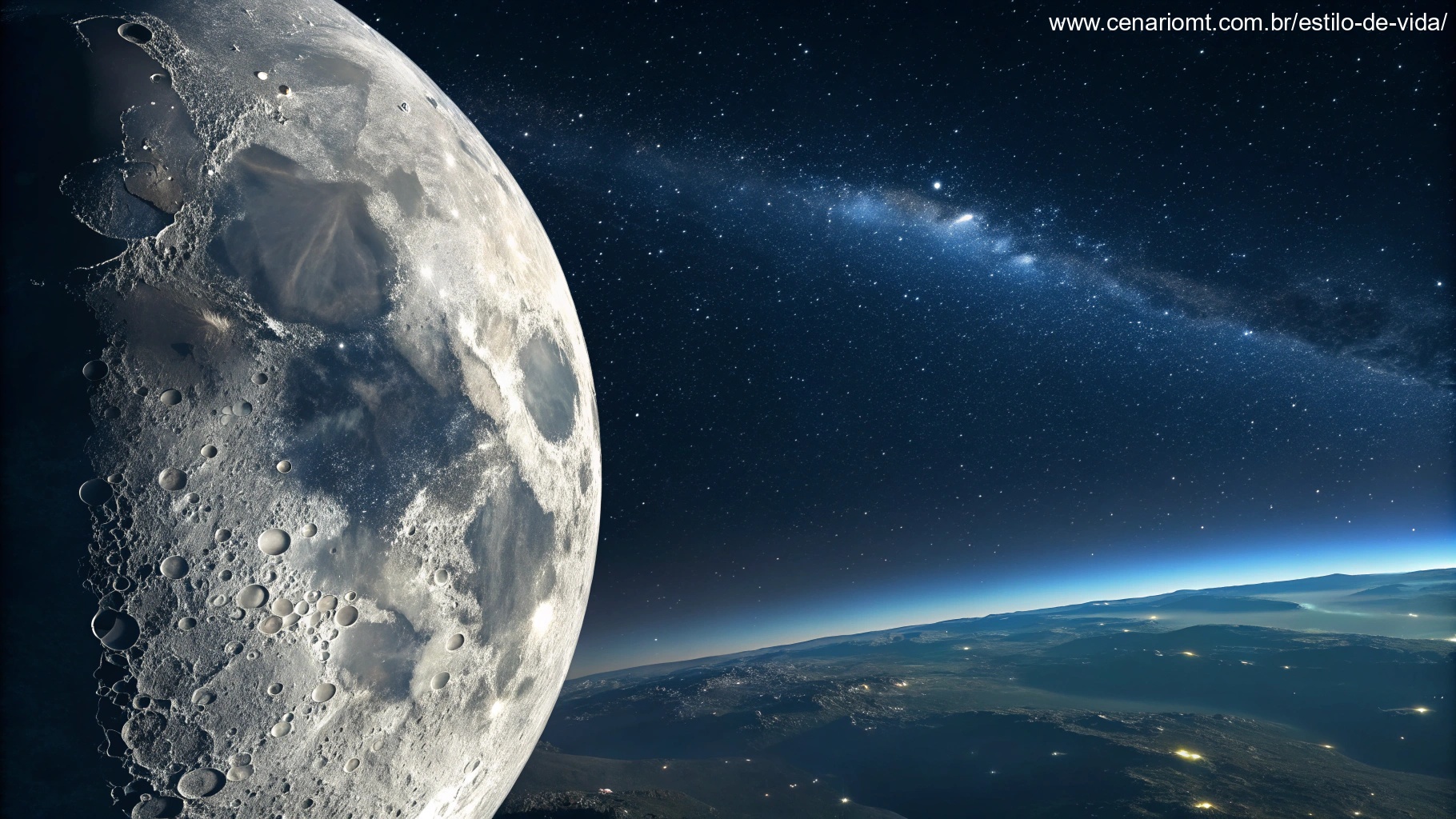 imagem da lua em seu Primeiro Quarto em 08/12/2024 com detalhes técnicos