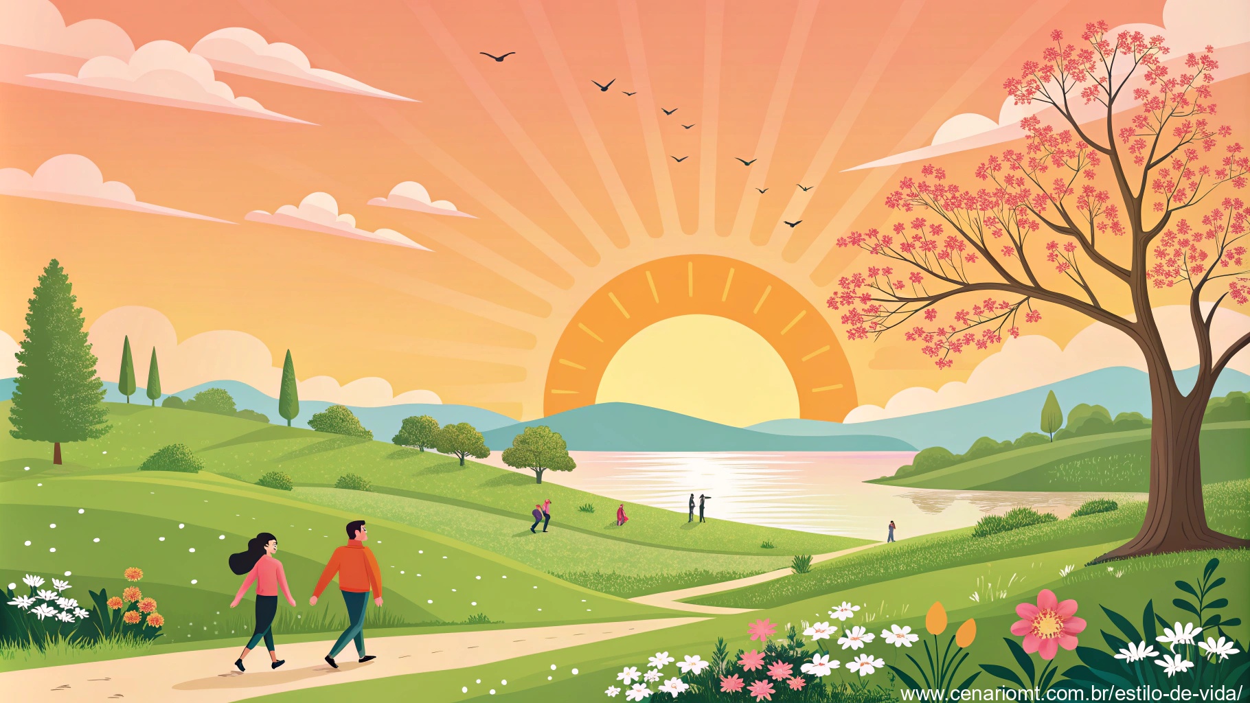 Imagem de uma manhã ensolarada e vibrante, simbolizando energia positiva para uma sexta-feira.