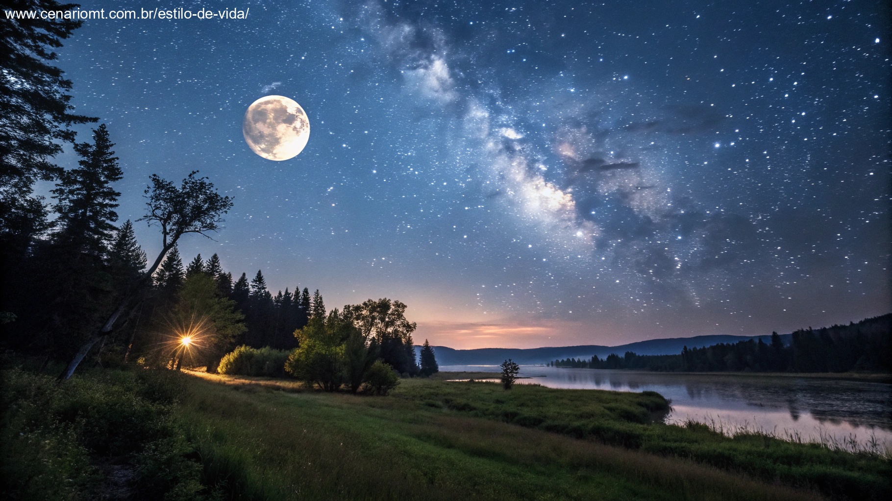 imagem de um céu noturno sereno com a lua brilhando suavemente, transmitindo paz e bênçãos