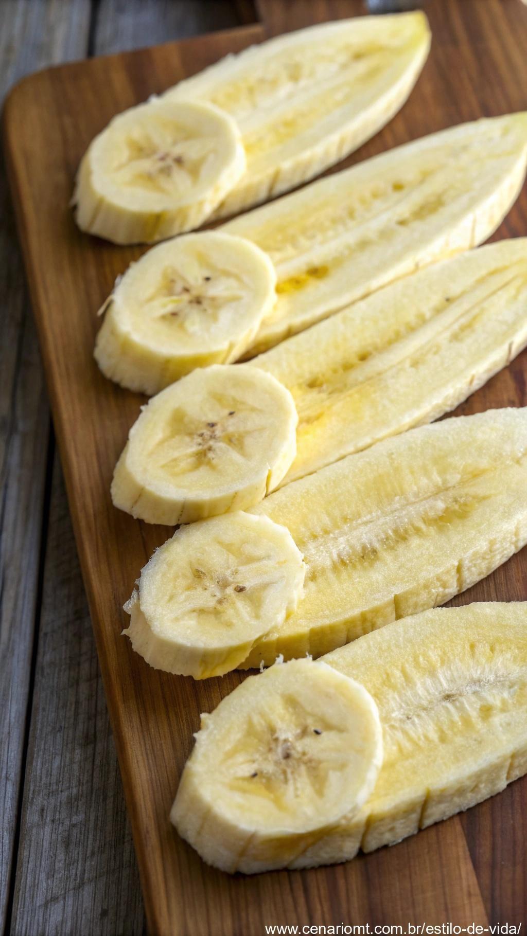 Cascas de banana em uma superfície de madeira