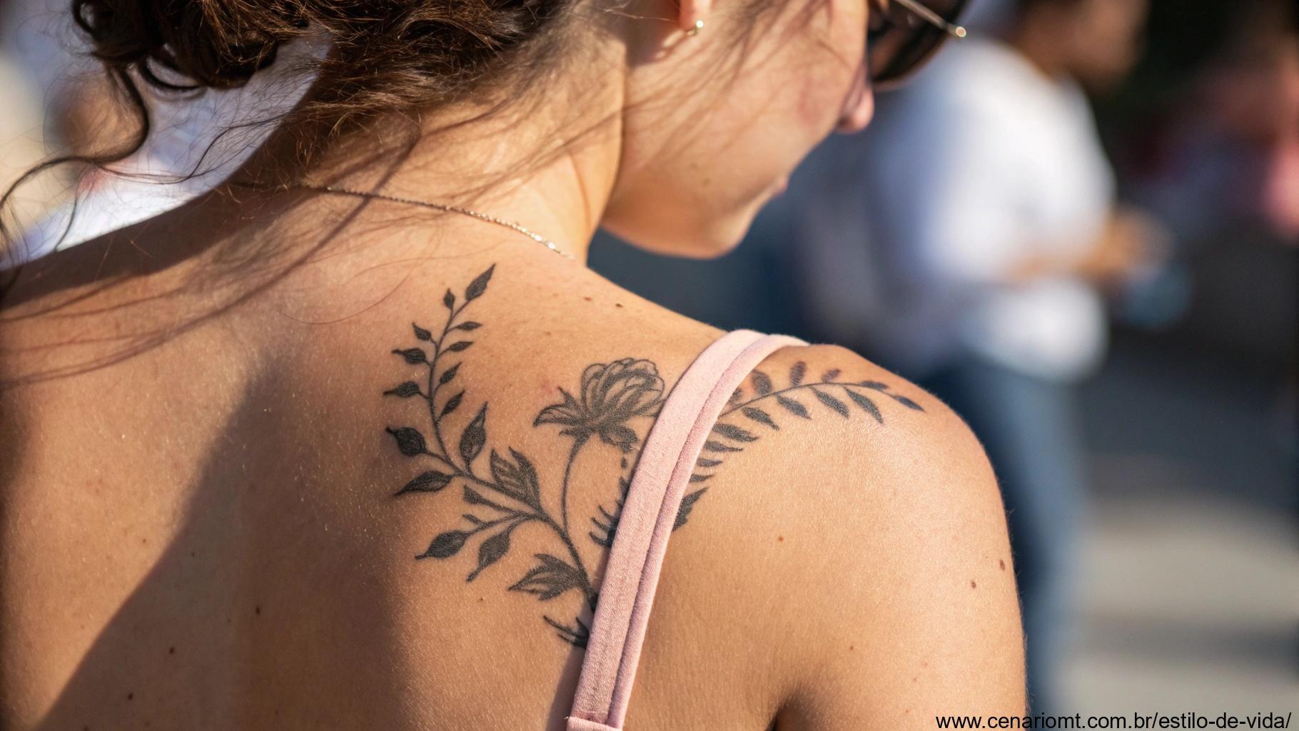 Imagem do dorso sendo tatuado.