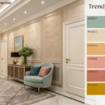 Sala moderna com diferentes cores de parede em alta para 2025