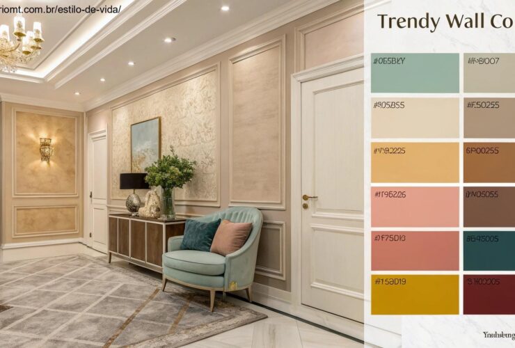 Sala moderna com diferentes cores de parede em alta para 2025