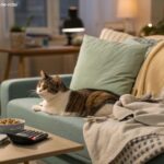 Um gato relaxando no sofá, demonstrando que os gatos gostam de interação.