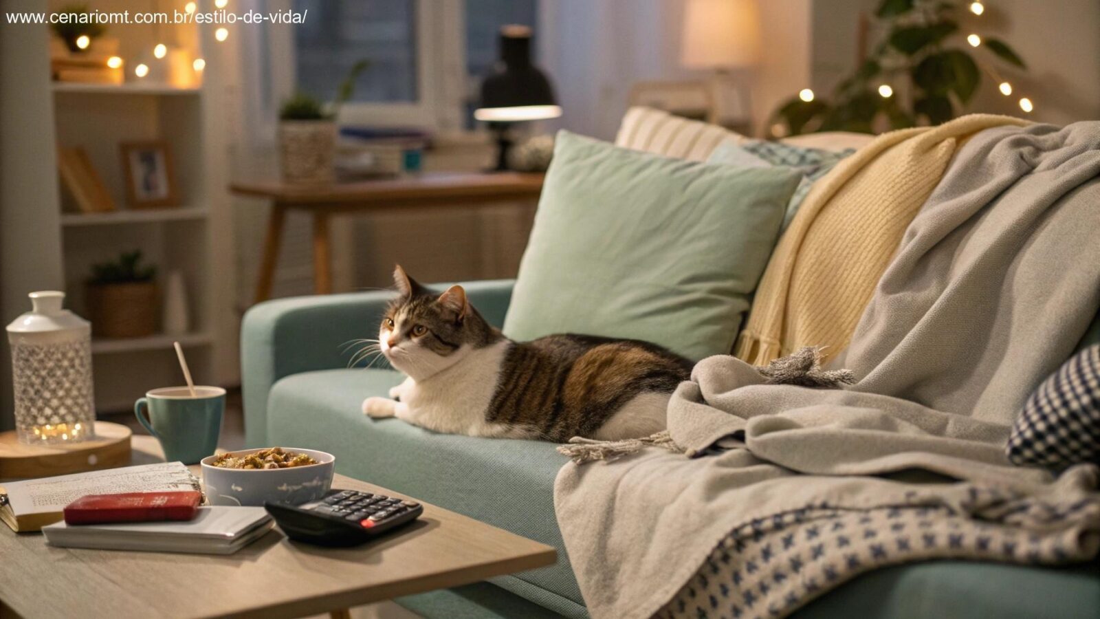 Um gato relaxando no sofá, demonstrando que os gatos gostam de interação.