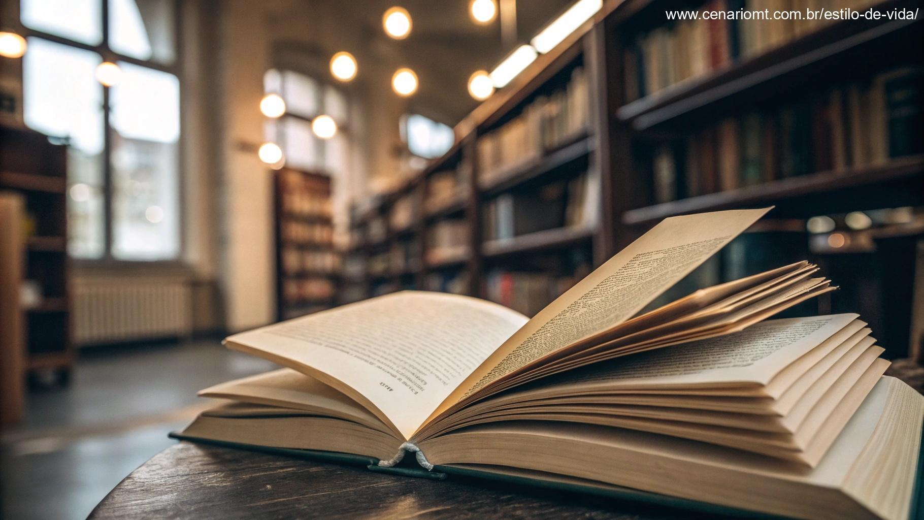 Imagem simbolizando leitura constante, com um livro aberto em ambiente aconchegante