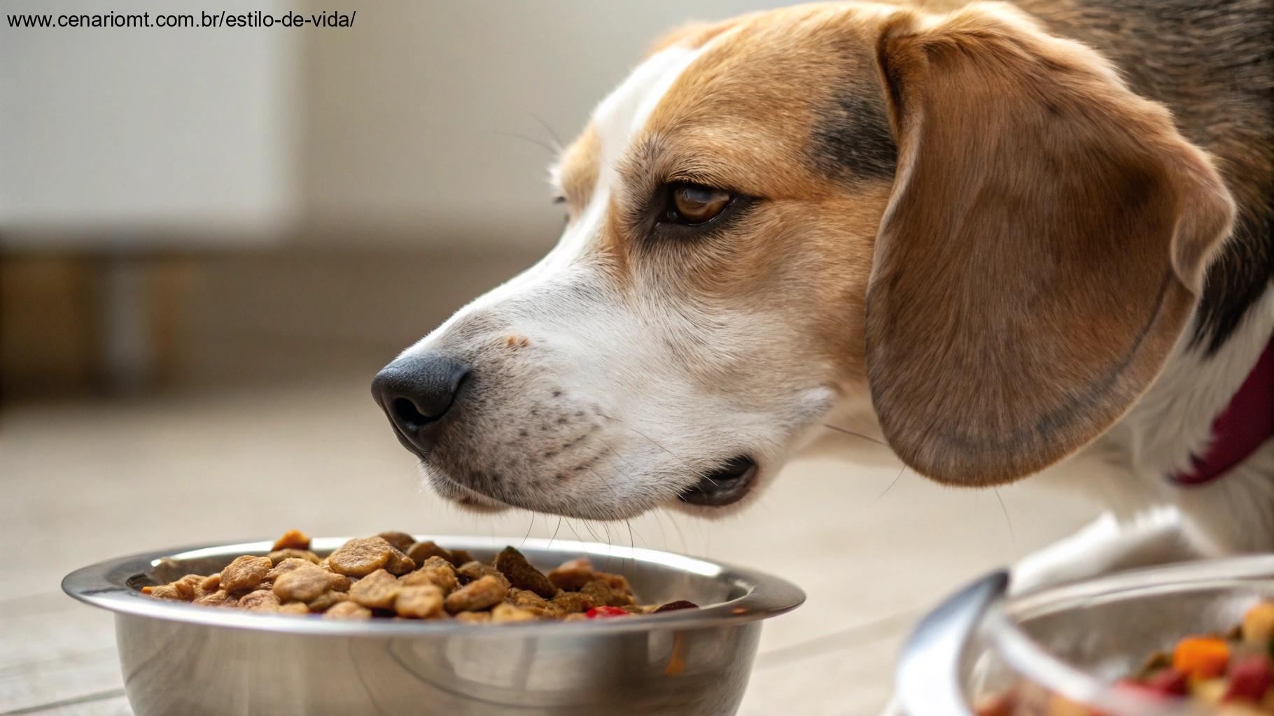 cachorro virando o nariz para a comida ou não comendo, mostrando mudança nos padrões alimentares