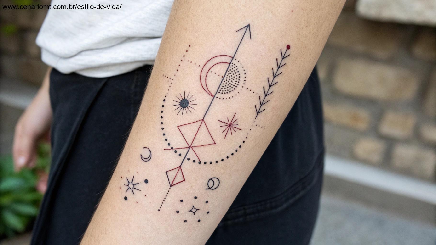 Uma tatuagem minimalista com linhas simples e formas discretas