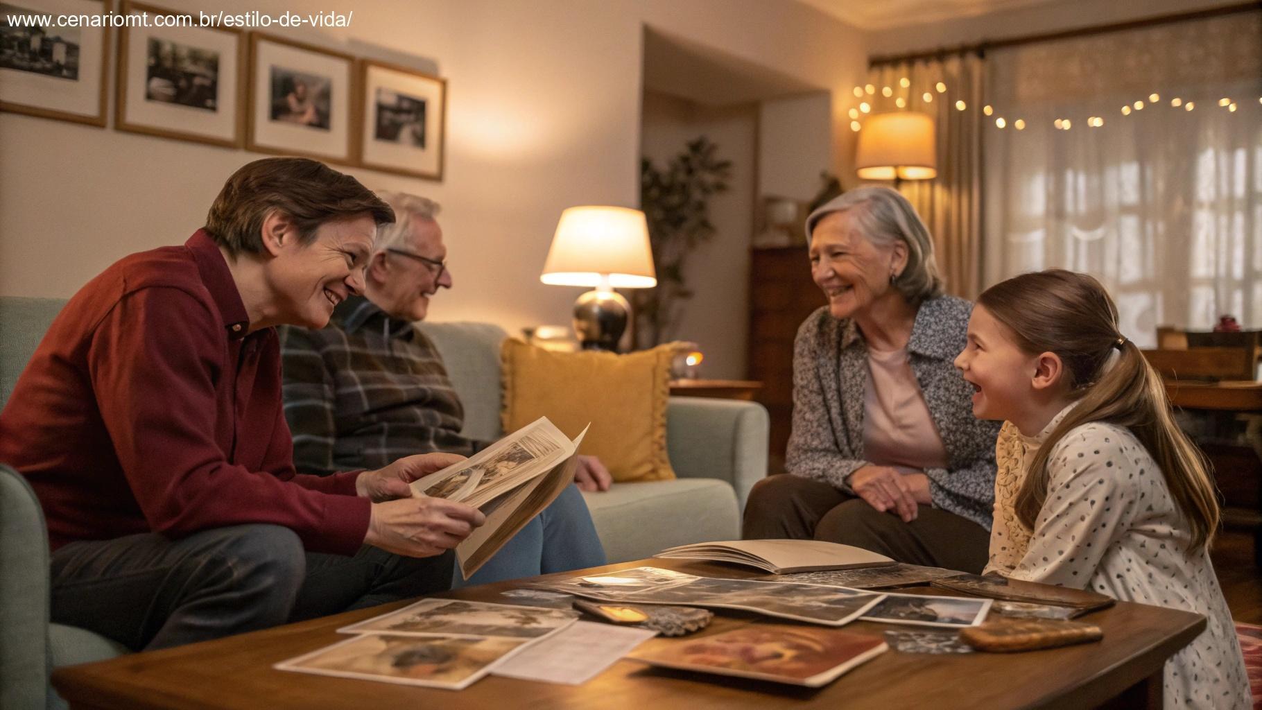 Reviver memórias com amigos e familiares em uma reunião acolhedora