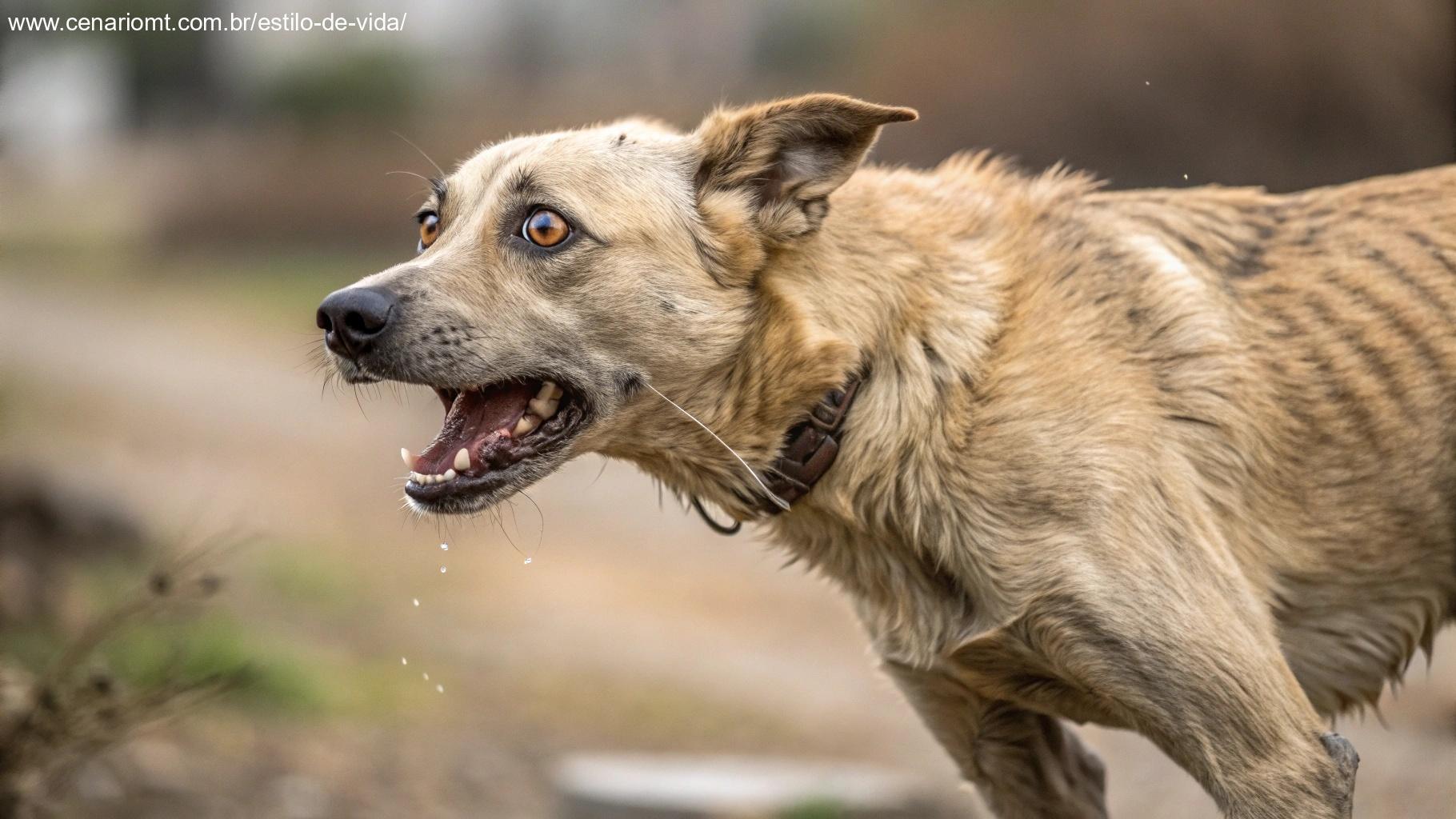 cachorro com músculos tensos, tremendo ou tremer em uma situação de estresse