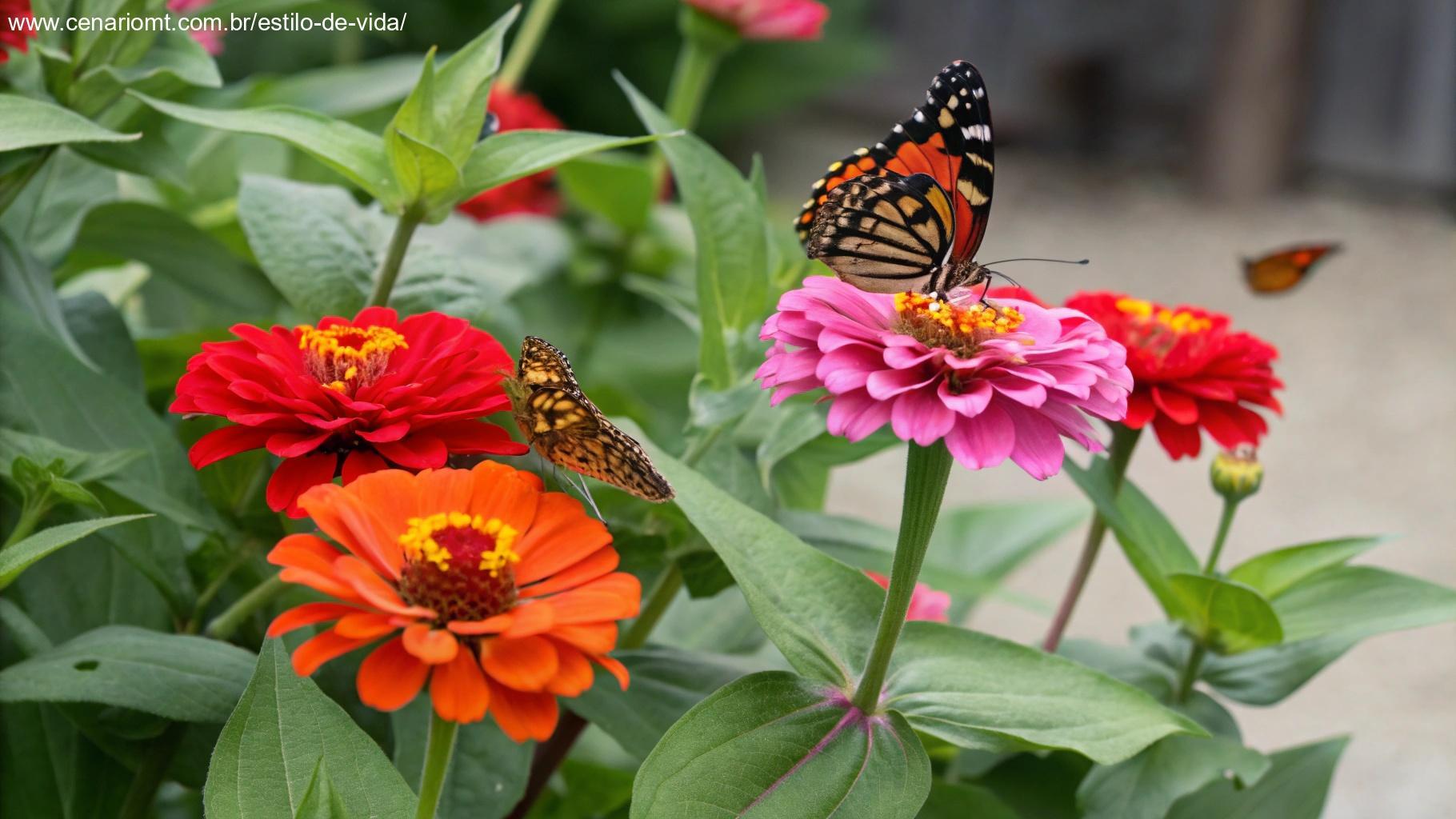 close-up das flores de zínia (Zinnia elegans) vibrantes em cores vivas