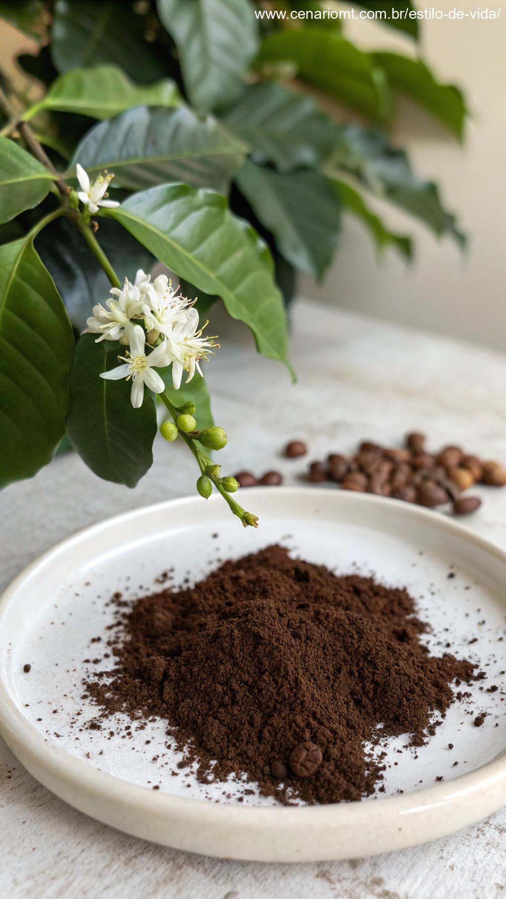 Borra de café em um prato de cerâmica