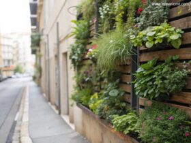 Imagem de um jardim vertical em um espaço pequeno