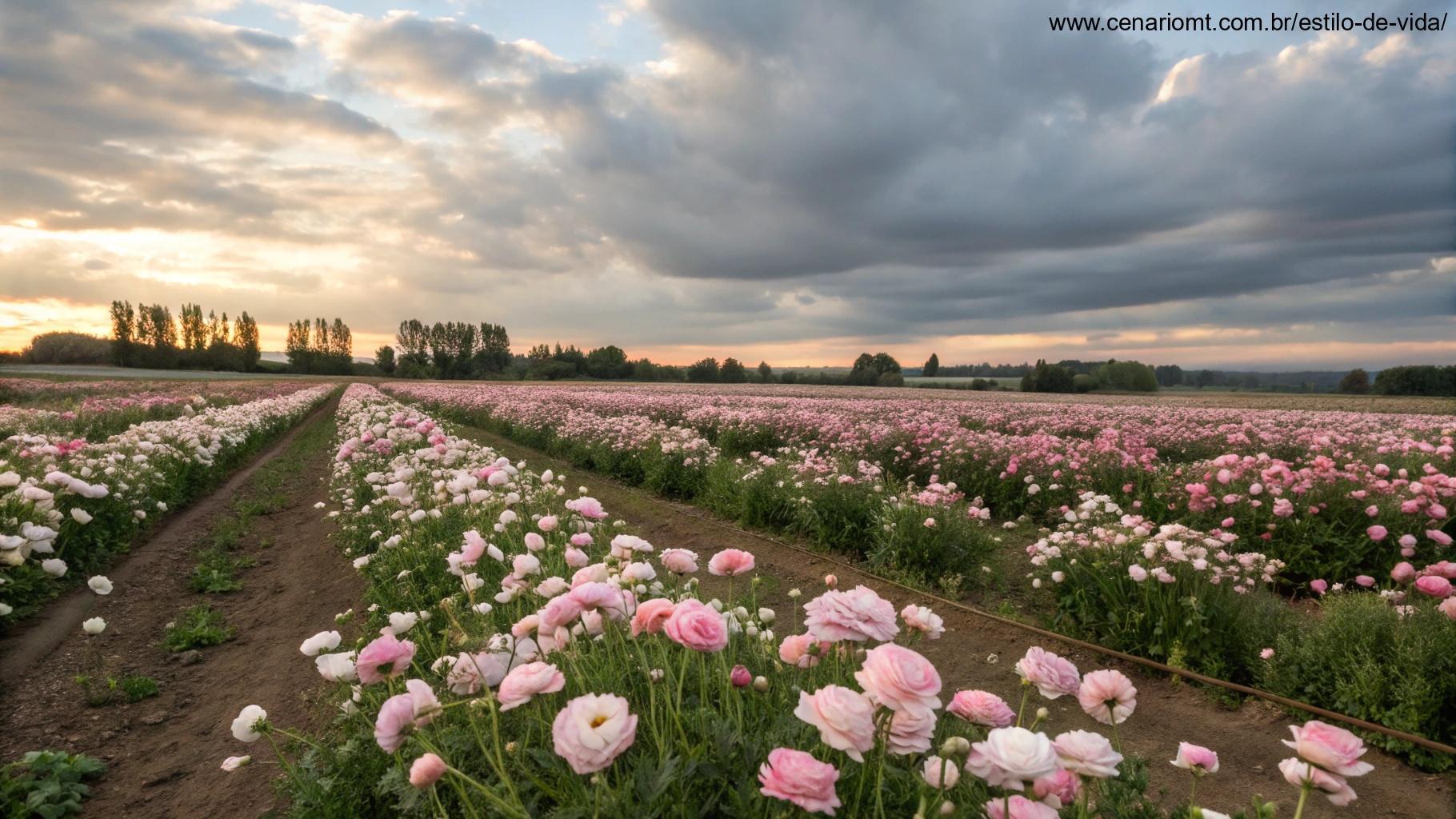 Campo de cravos florescendo com aroma doce.