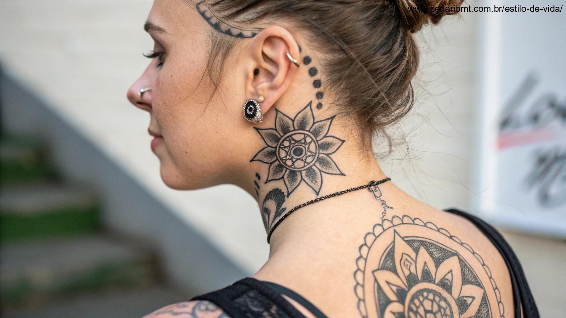 Tatuagens em áreas menos comuns do corpo, como pescoço, dedos ou atrás da orelha