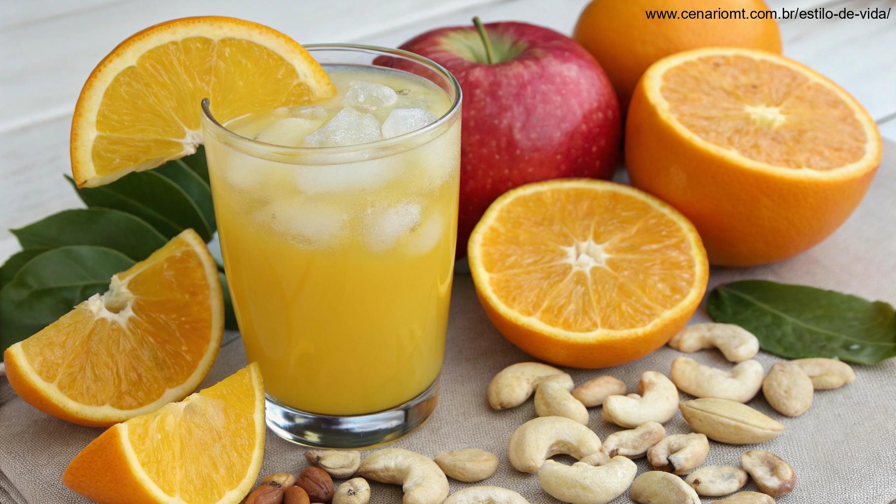 Suco de caju com laranja.
