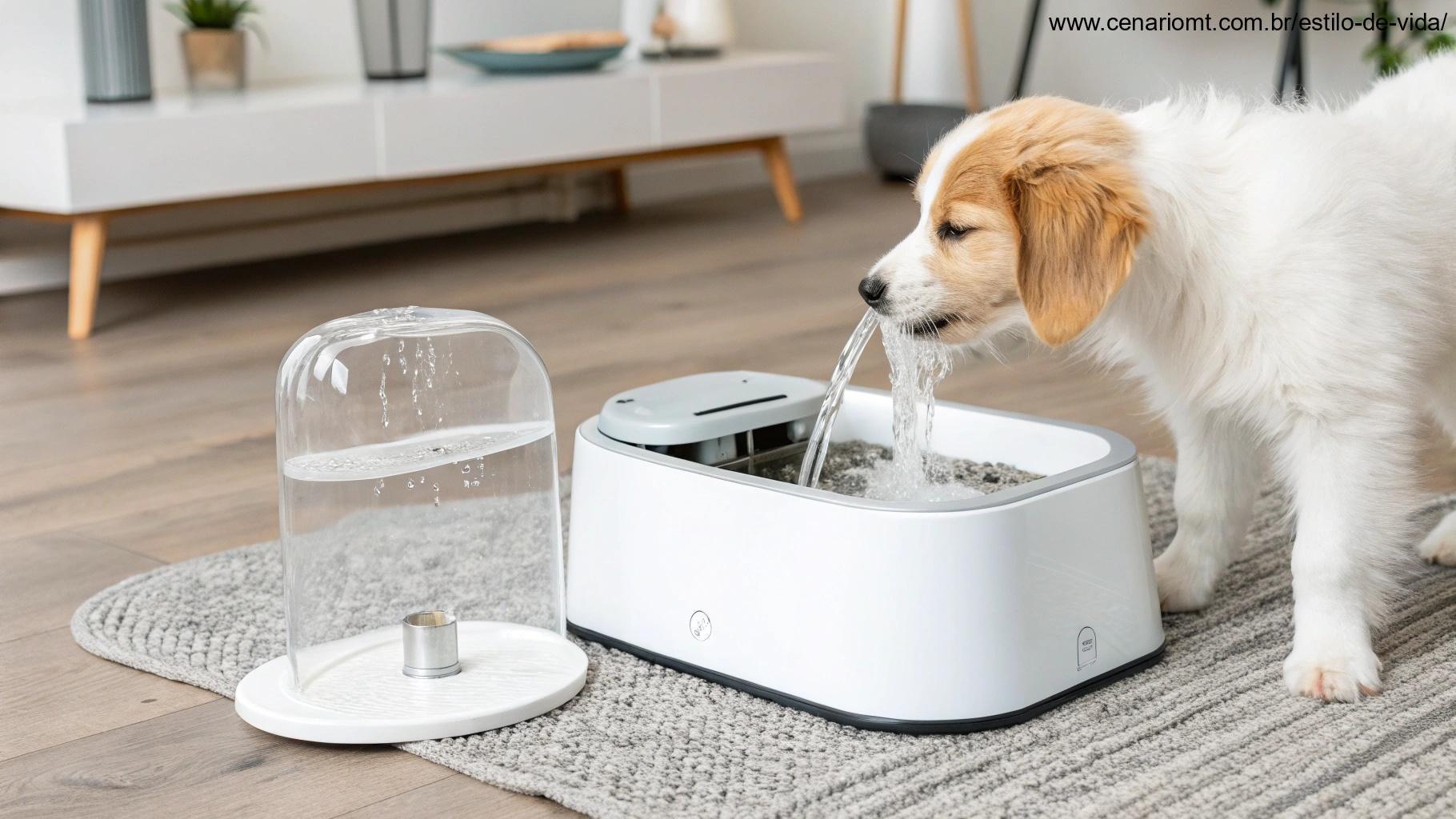 Fonte de água para pets em um ambiente aconchegante.