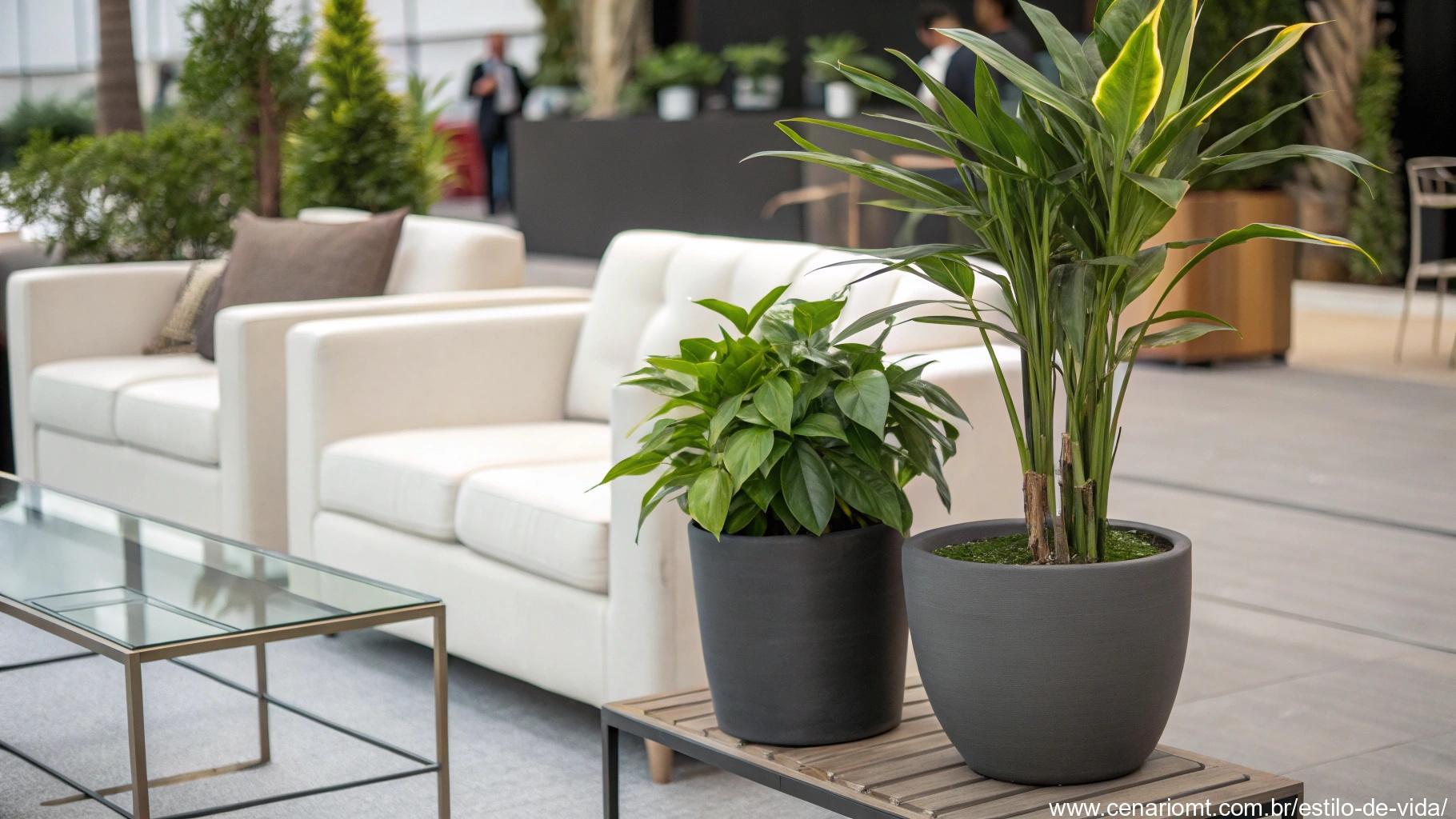Combinação de plantas com móveis modernos