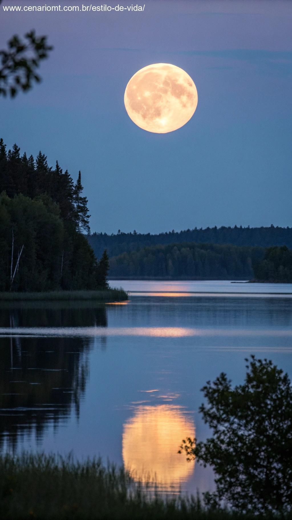 Lua suave refletindo em um lago calmo