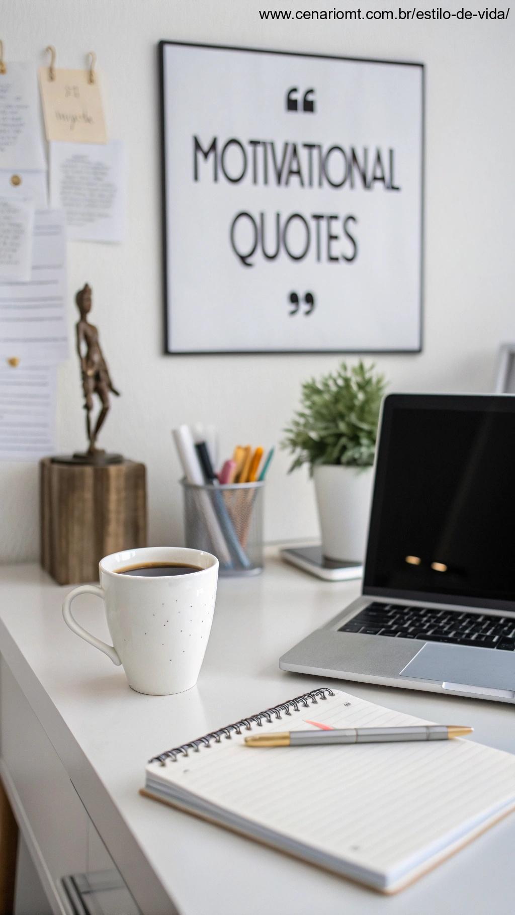 Um ambiente de trabalho organizado e produtivo com uma xícara de café.
