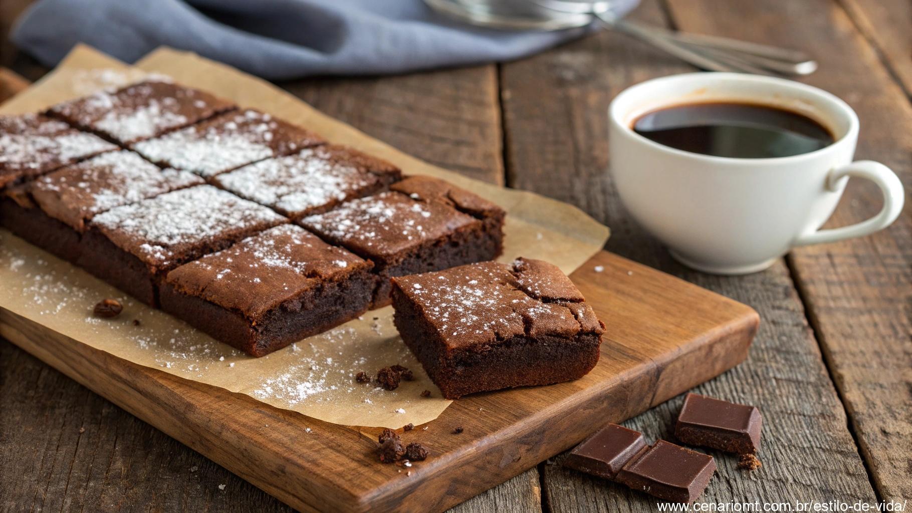 Brownie simples e rápido, com textura cremosa no centro