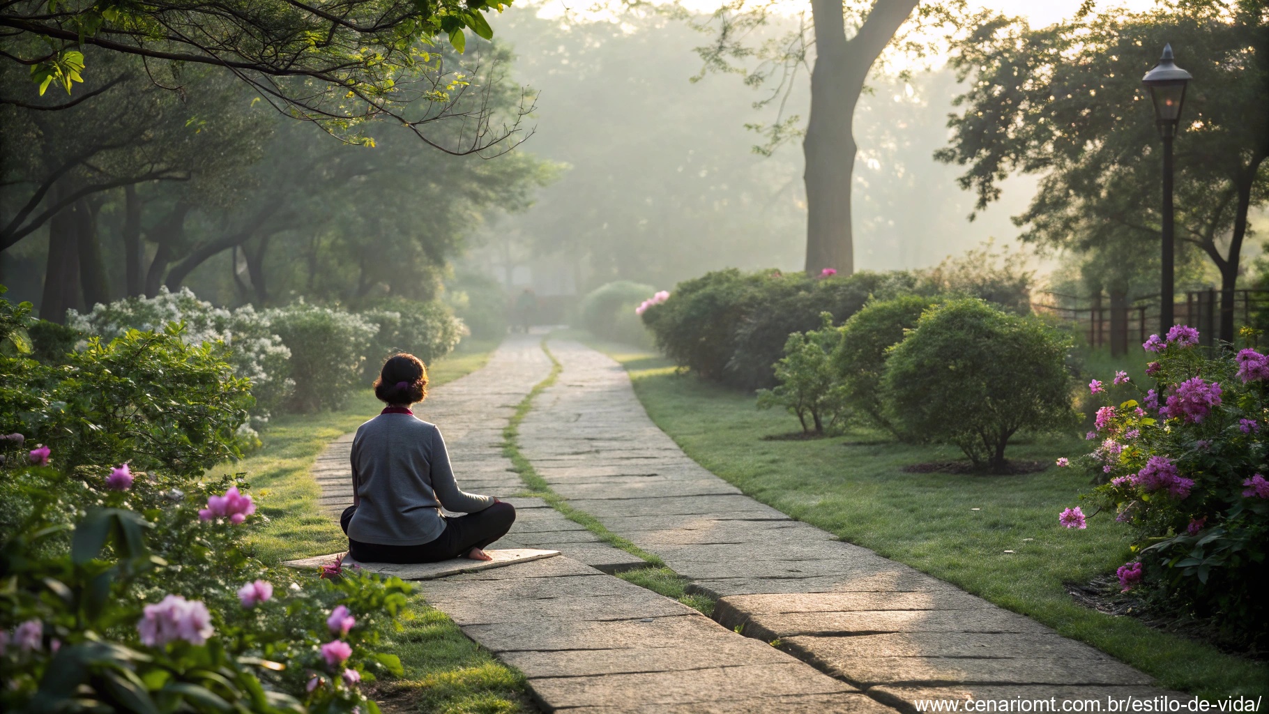 Pessoa meditando em um jardim tranquilo, simbolizando a aplicação de João 14:27 na vida diária.