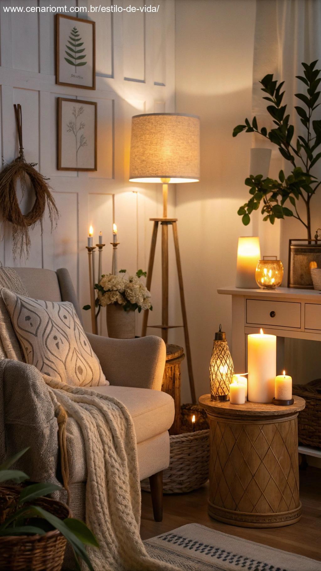 sala com iluminação suave e ambiente acolhedor