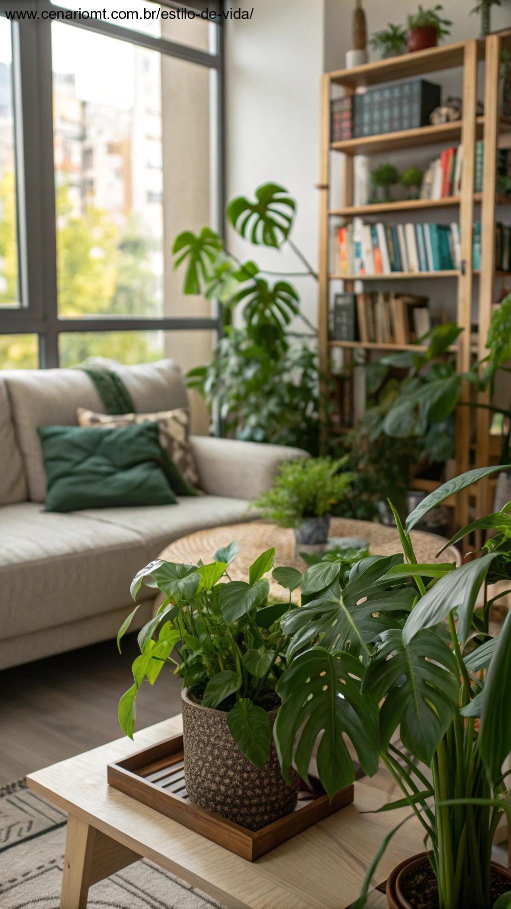 sala com plantas para trazer frescor e natureza