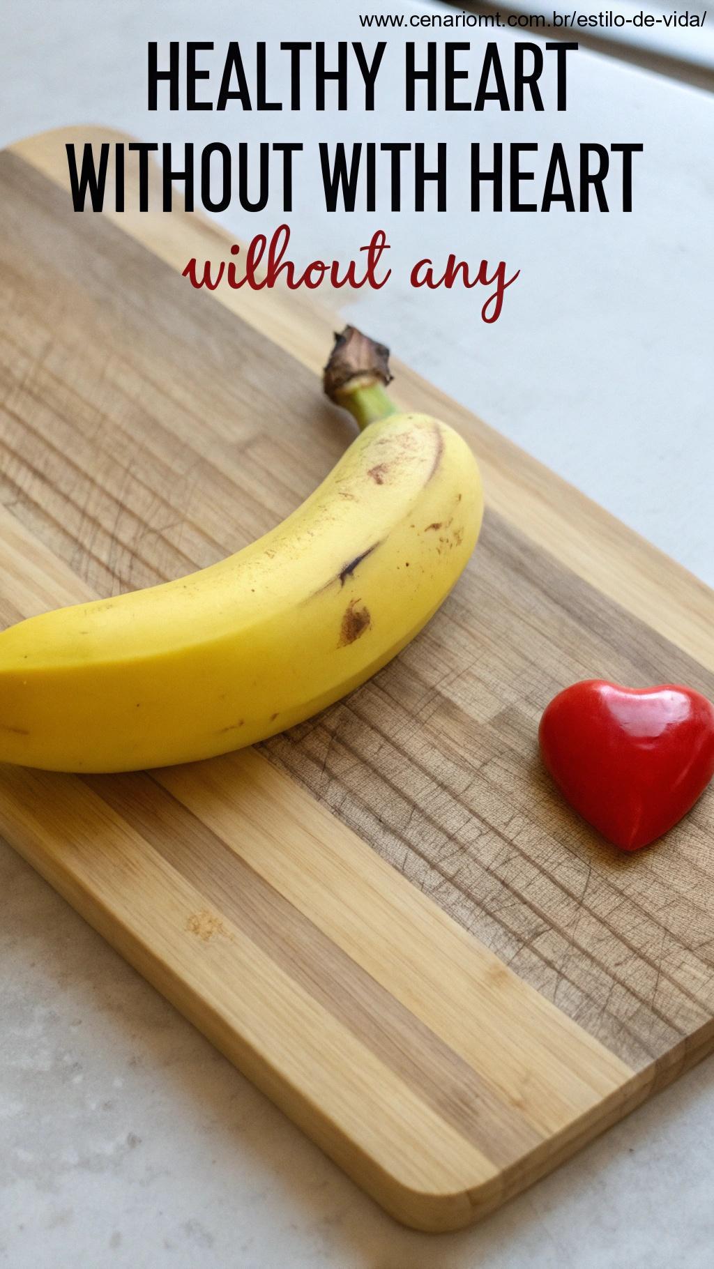 Banana ao lado de um coração saudável, ilustrando os benefícios para o coração.