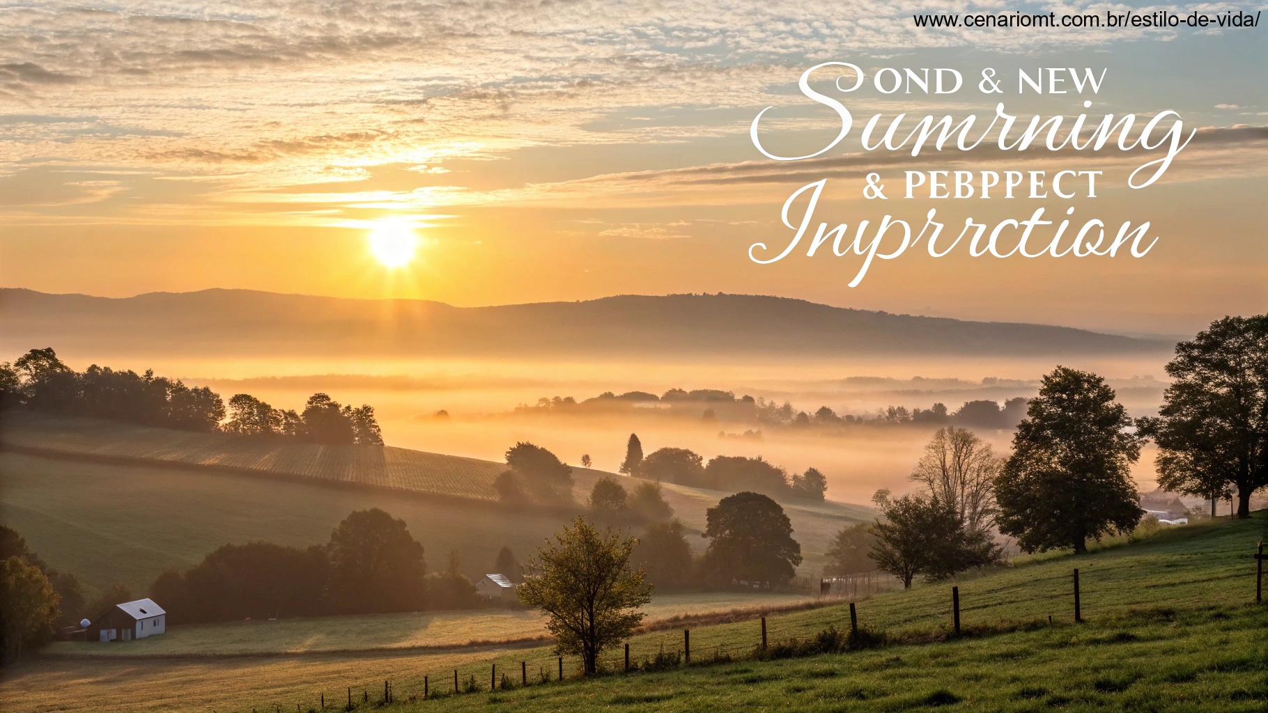 Imagem inspiradora de um amanhecer tranquilo e revigorante, simbolizando renovação e otimismo para um domingo perfeito.