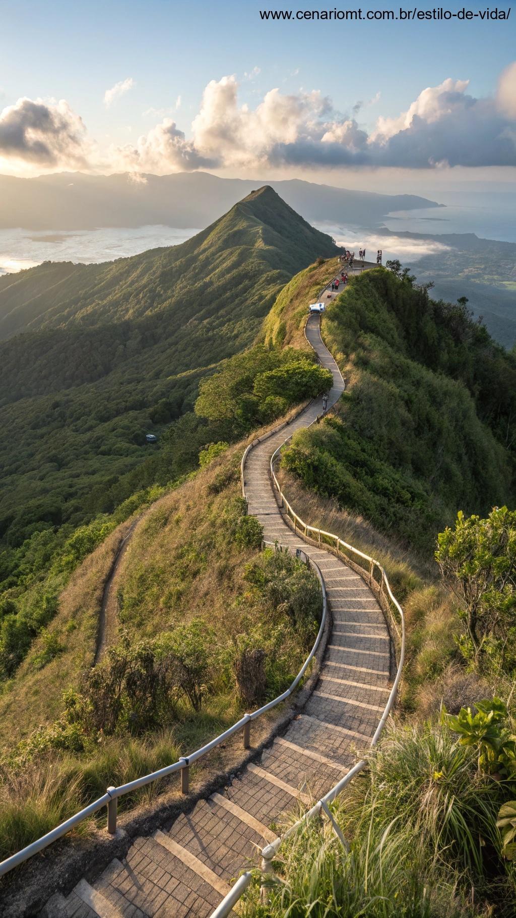 Caminho sinuoso subindo uma montanha, representando como a perspectiva muda o impossível.