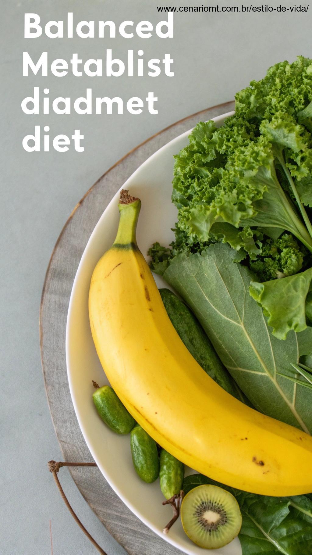 Banana ao lado de vegetais frescos, simbolizando um metabolismo regulado.