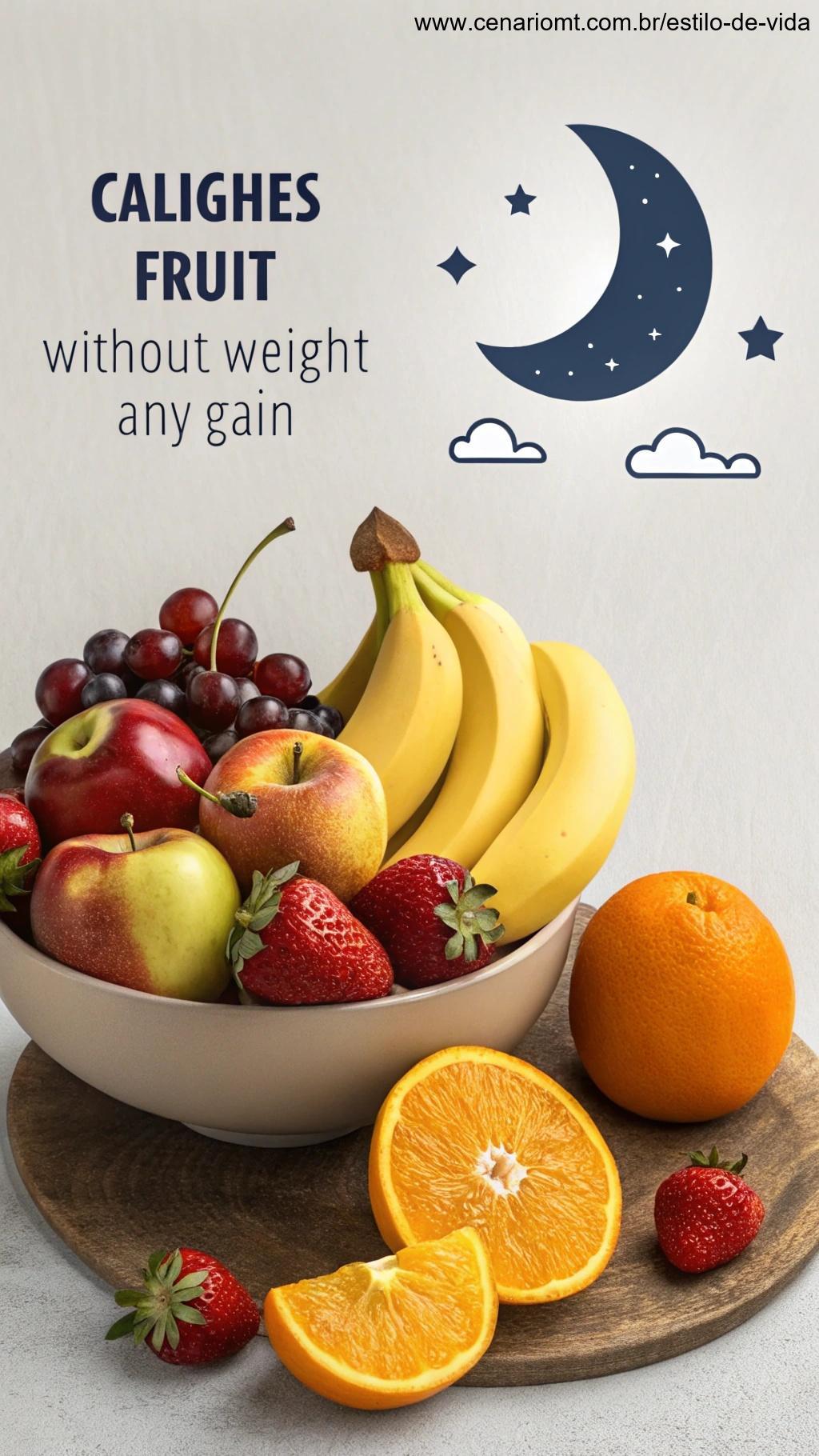 Tigela de frutas com ícone de lua.