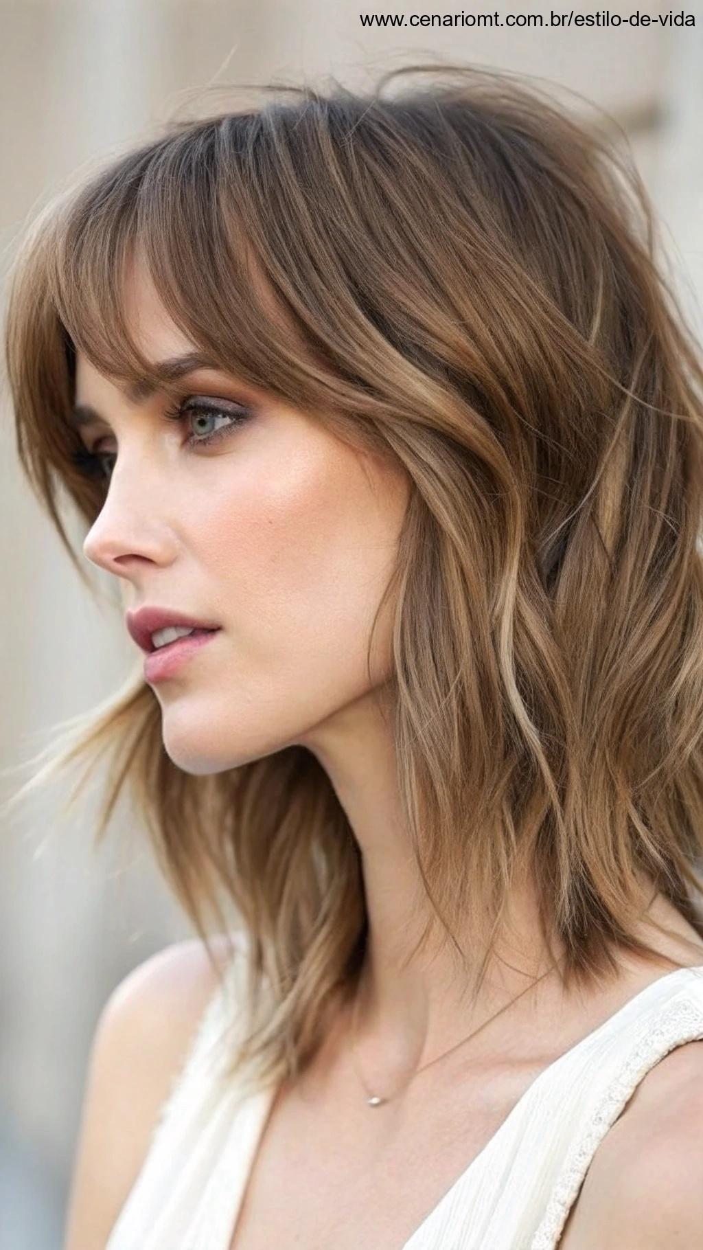 Penteado com franja lateral