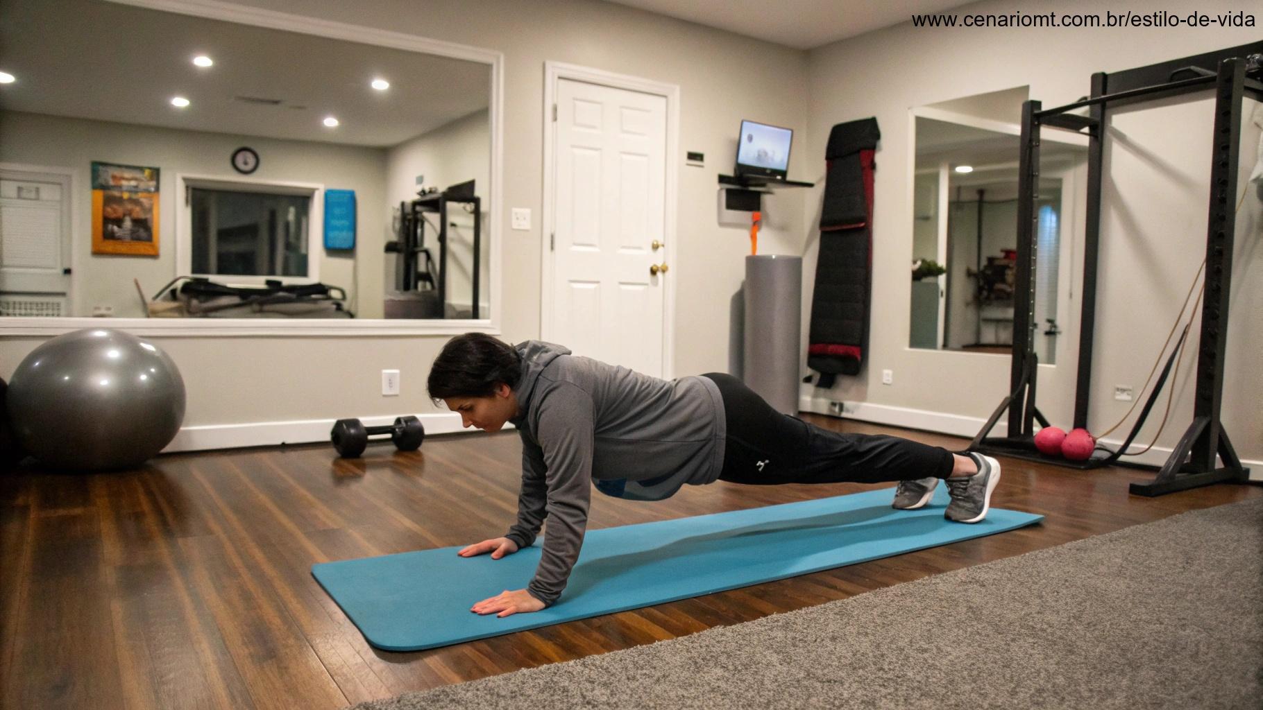Pessoa fazendo exercícios abdominais para fortalecer a musculatura.