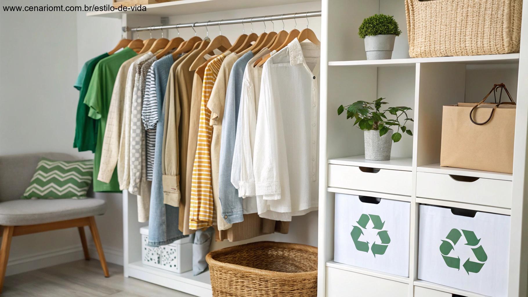 Guarda-roupa organizado com roupas ecológicas