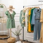 Cena de moda sustentável com roupas feitas de materiais ecológicos