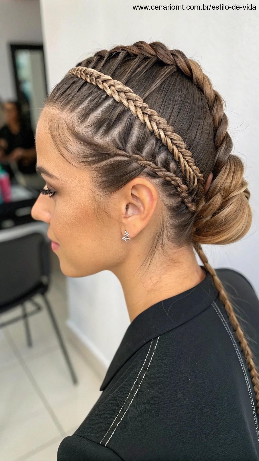 Penteado com tranças finas