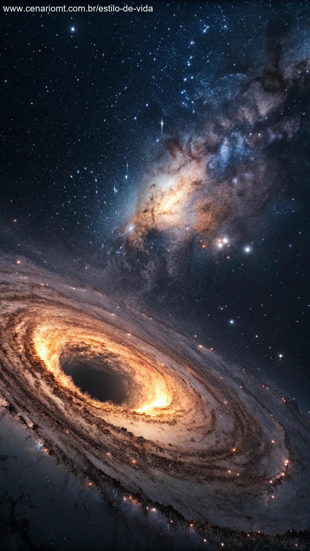 Imagem de um horizonte de eventos de buraco negro onde a luz não pode escapar.