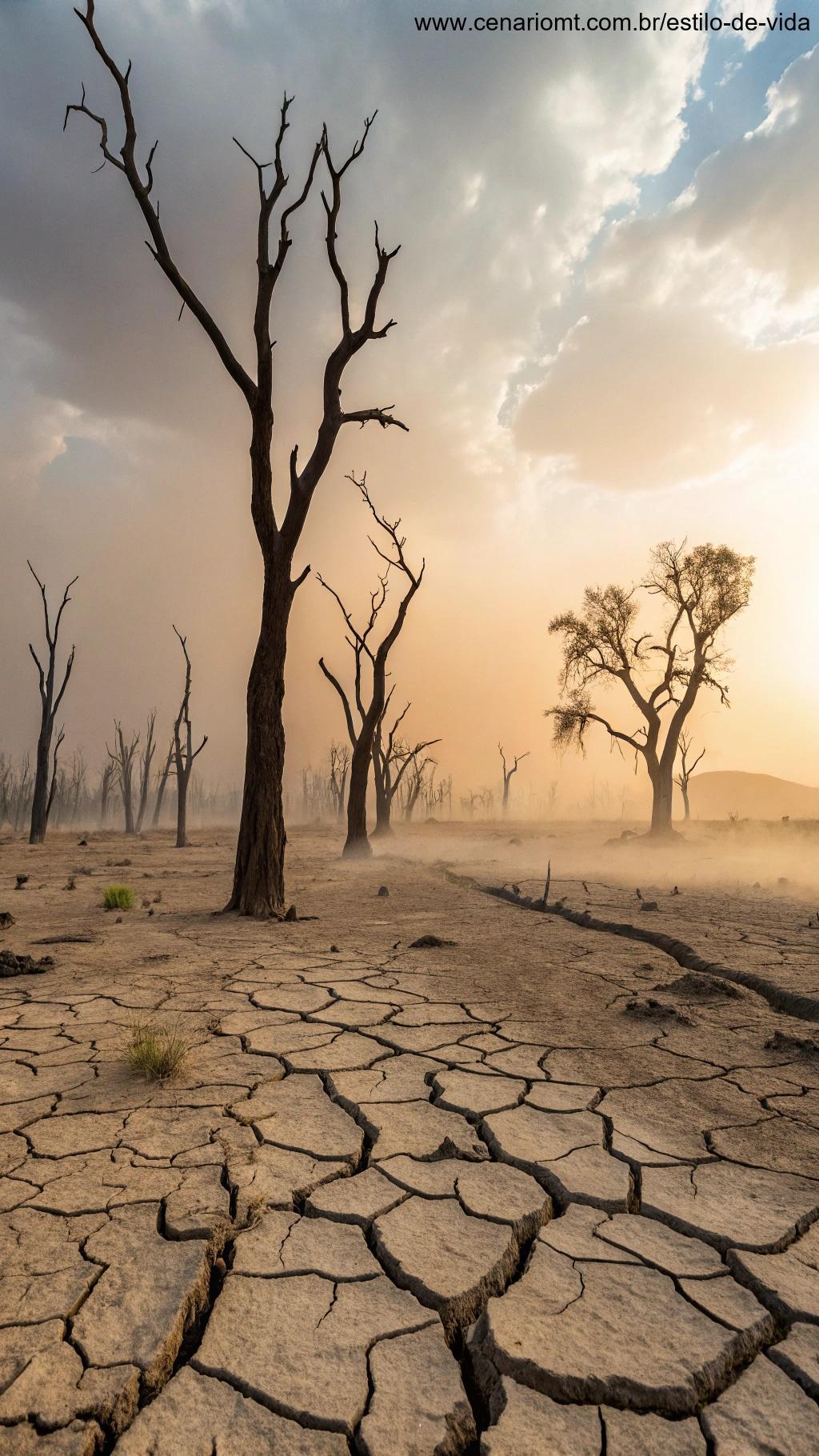 Aquecimento global e efeito estufa intensificados pela interrupção da rotação da Terra.