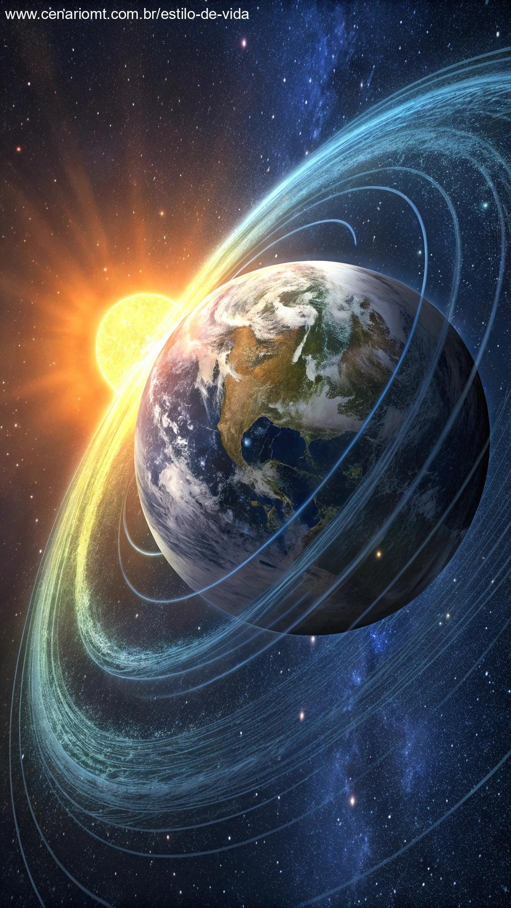 Visualização científica da rotação da Terra sem a Lua, com movimento acelerado.
