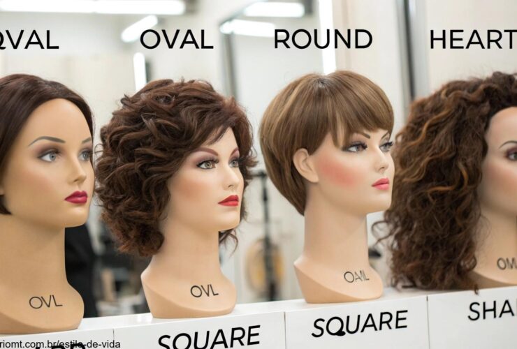 Imagem de estilos de cabelo ideais para diferentes formatos de rosto.