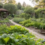 Jardim saudável com plantas livres de infecções fúngicas e tratamentos naturais visíveis.