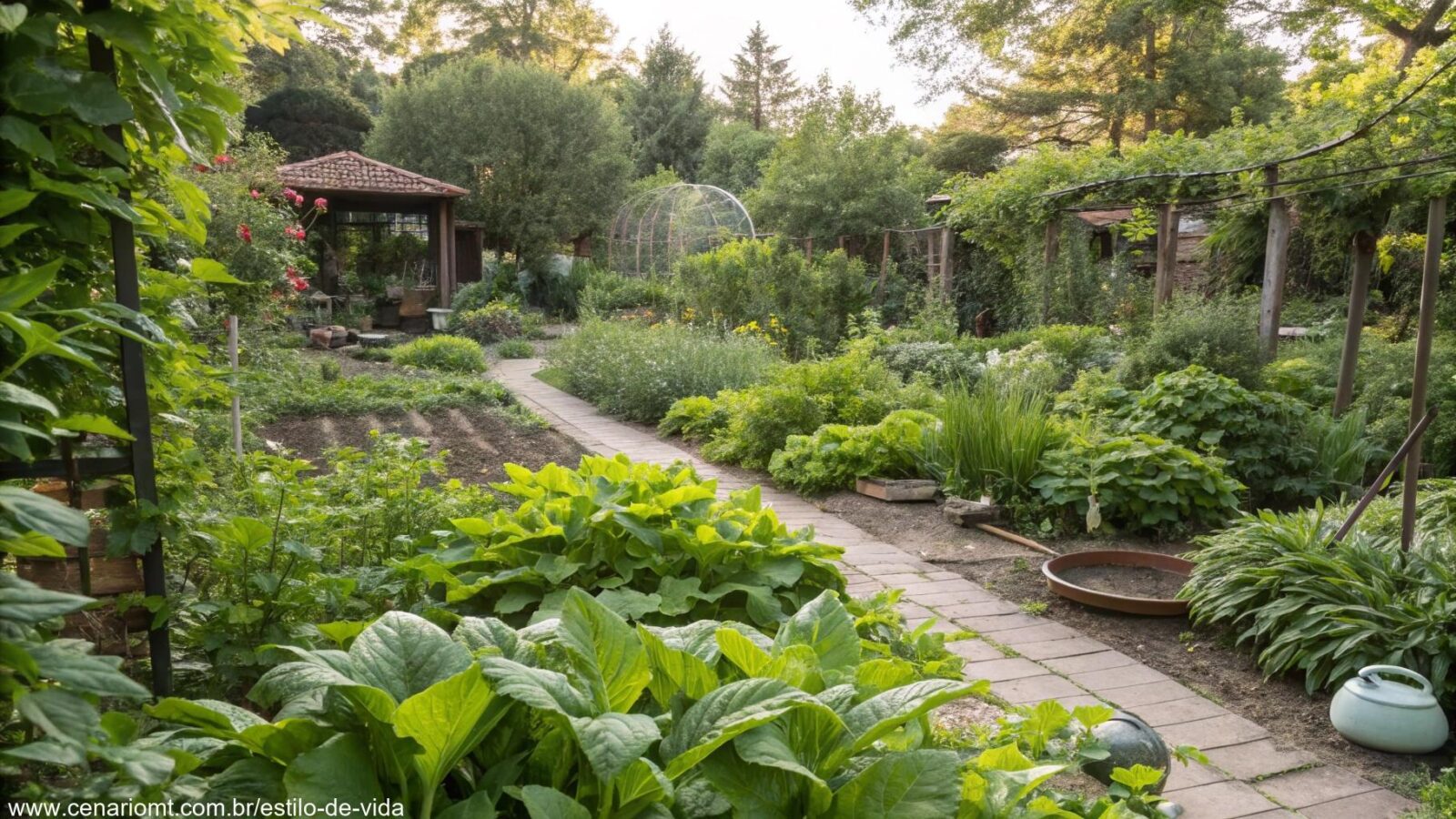 Jardim saudável com plantas livres de infecções fúngicas e tratamentos naturais visíveis.