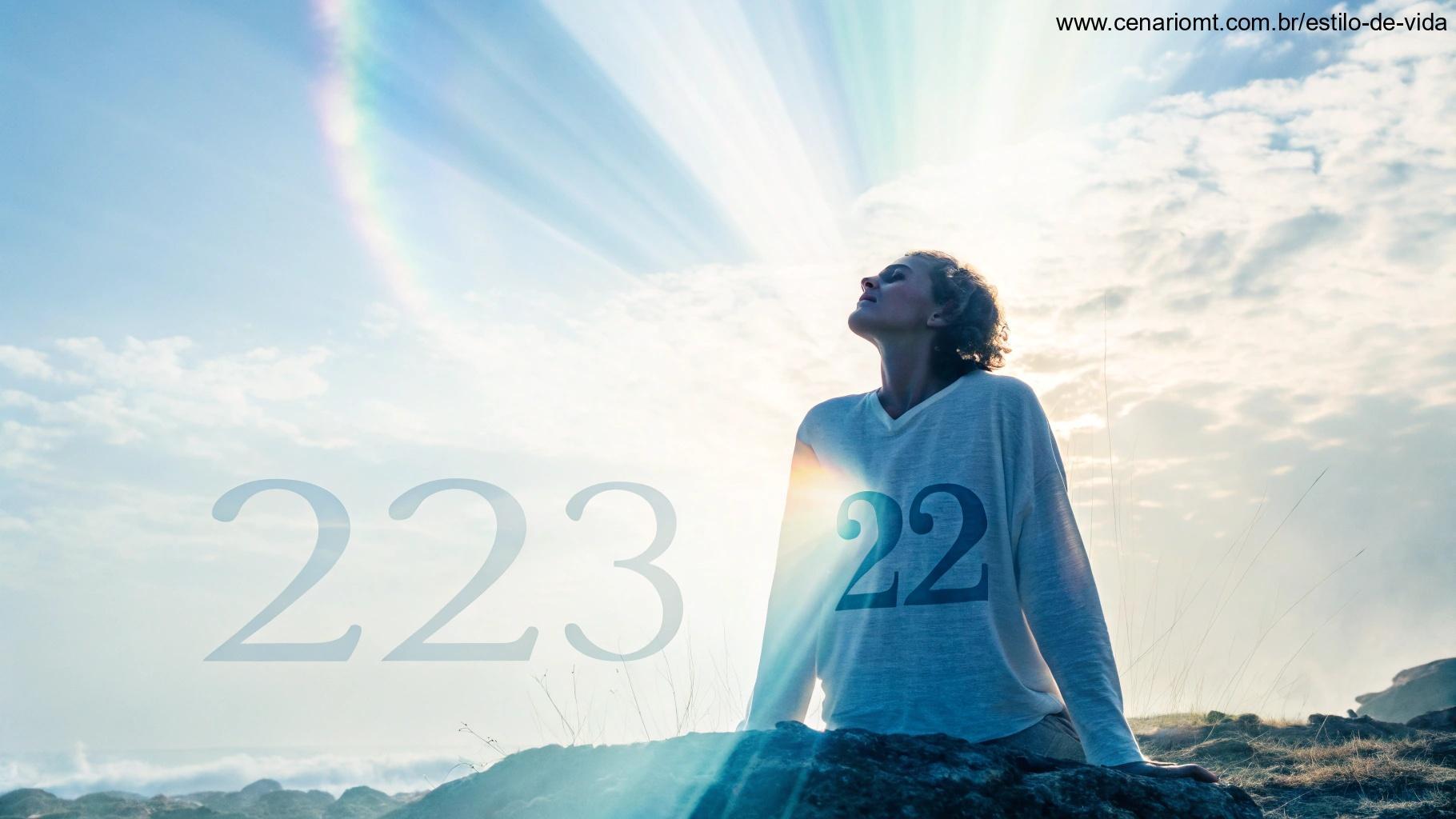 Imagem abstrata de uma pessoa rodeada por luz, simbolizando a interpretação do número 2222 na vida pessoal.